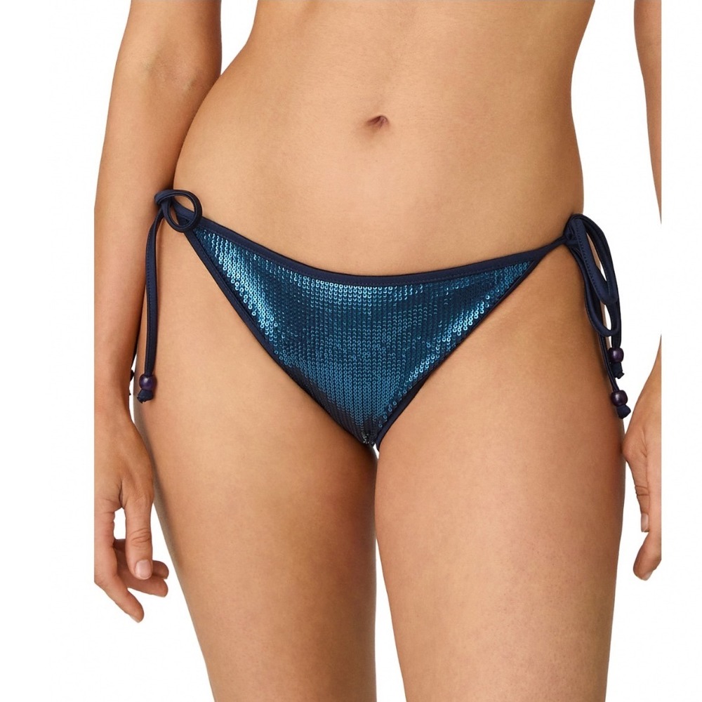 Shoshanna Navy Sequined Side Tie Bikini Bottom XL 25SQ7325 New